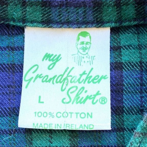 Men's My Grandfather Shirt Plaid Made in Ireland Long Sleeve Shirt Size L - Picture 2 of 8